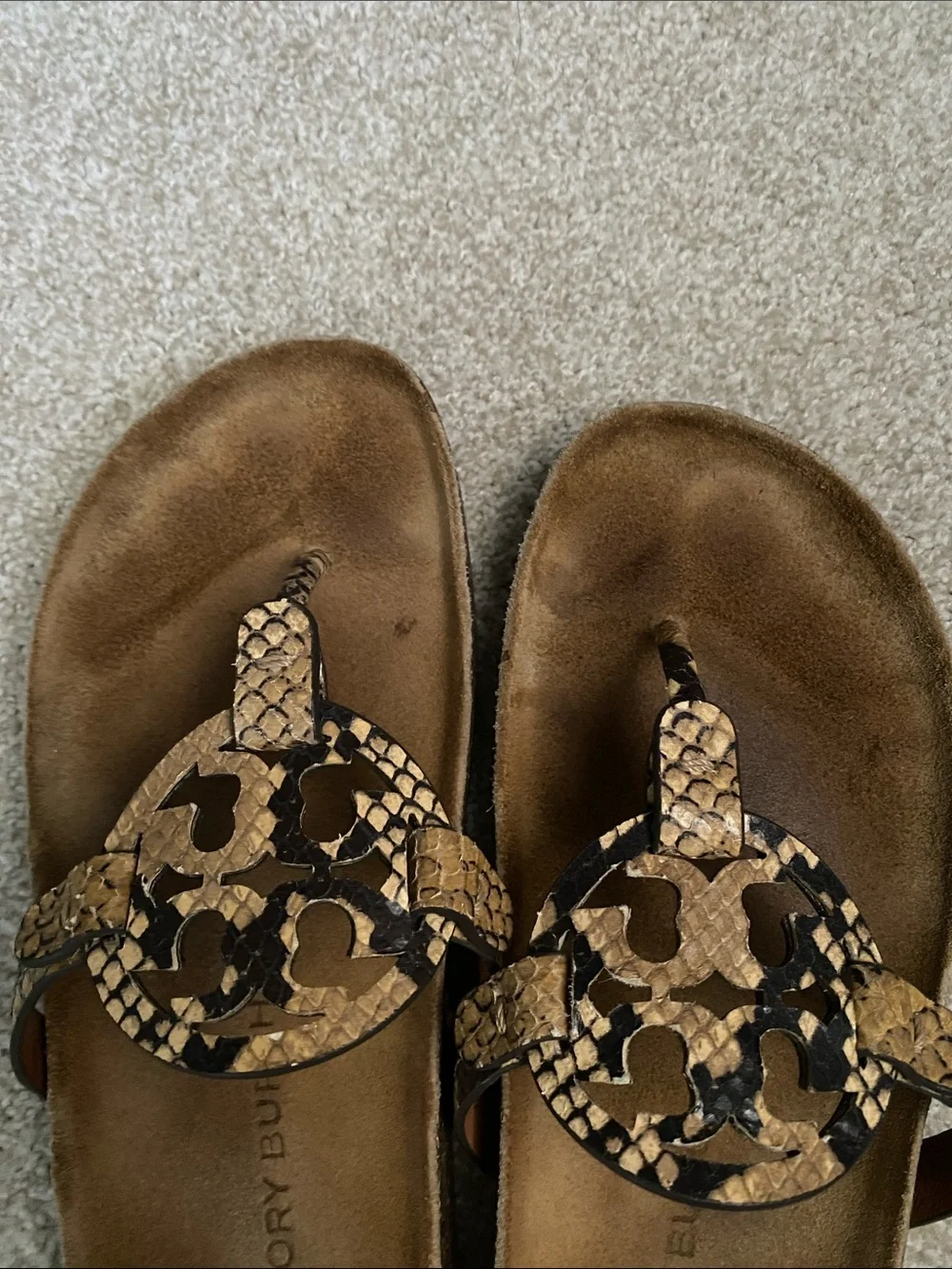 Tory Burch Brown Snake-Print Miller Sandals